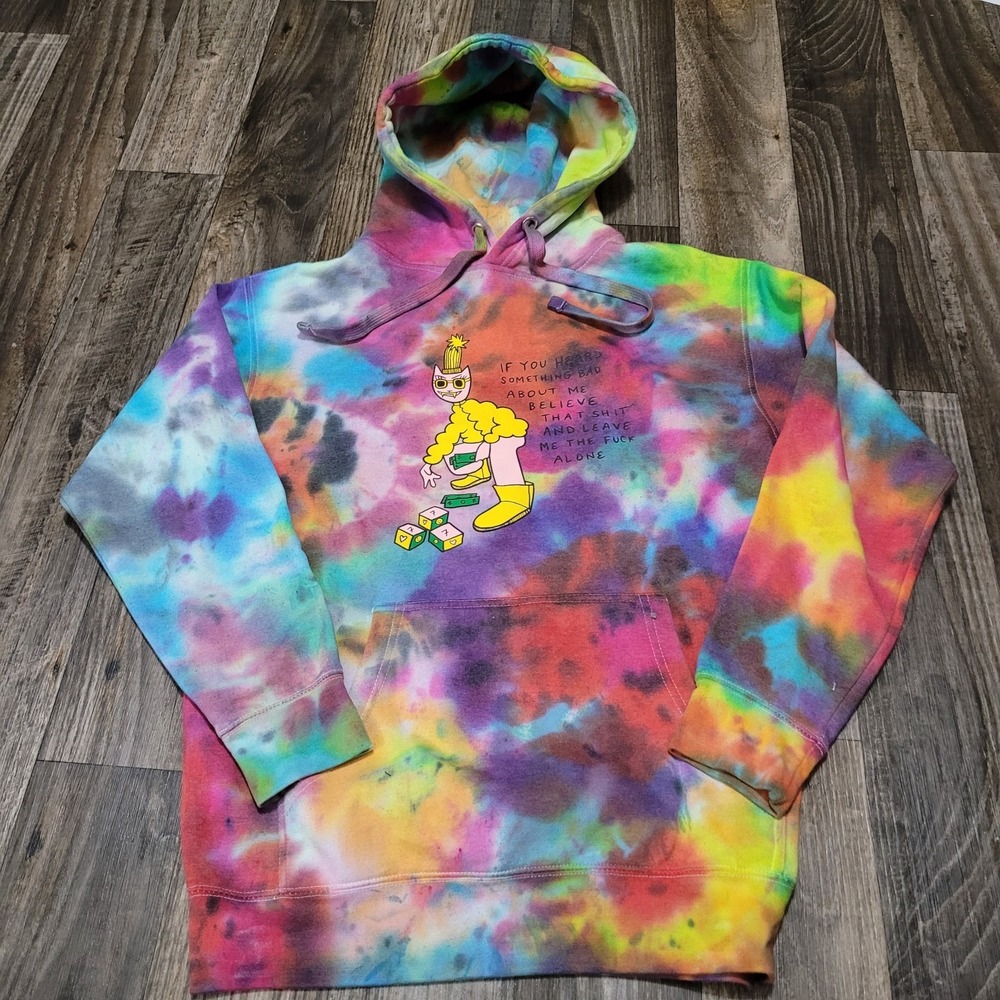 Pink Cat Size Medium Tie Dye "If You Heard Anything About Me"
